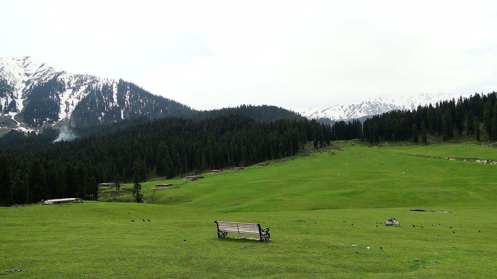 A bench with scenic view Doodhpathri southwest Jammu Kashmir India